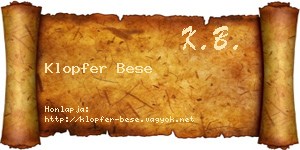 Klopfer Bese névjegykártya